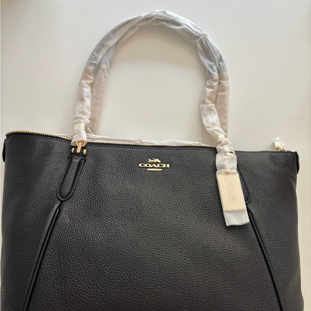 Nwt Coach Pebble Leather Ava Chain Tote Bag F87775 Black